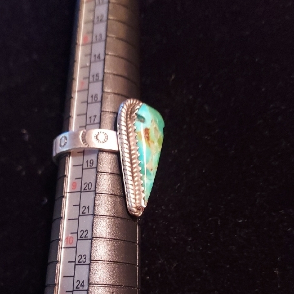 TurquoiseSterling Silver Ring Size 8 Native American - Picture 2 of 10